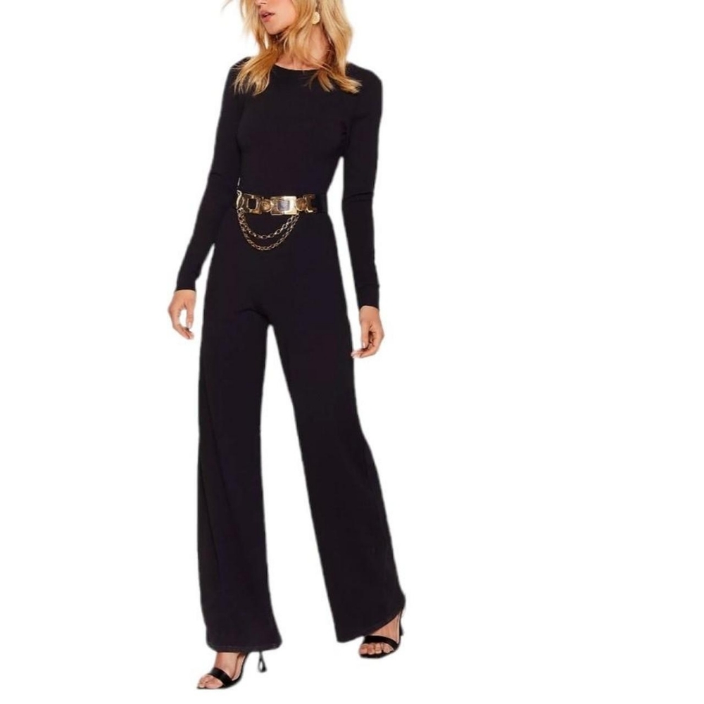 NastyGal Back Criss Cross Wide-Leg Jumpsuit